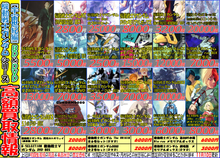 機動戦士ガンダム』関連アニメ買取強化情報ο(*´˘`*)ο | メディオ!情報